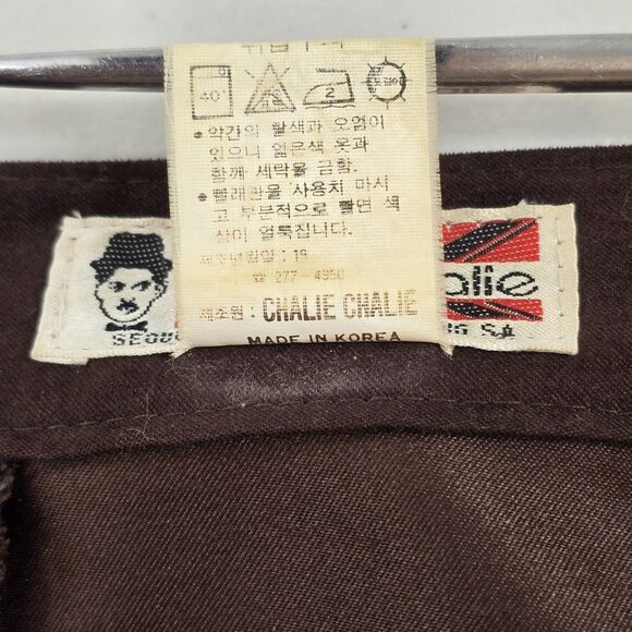 Vintage Chalie Chalie Velvet Slacks Brown  Pants Back Pocket Design Size 28 - Picture 10 of 16